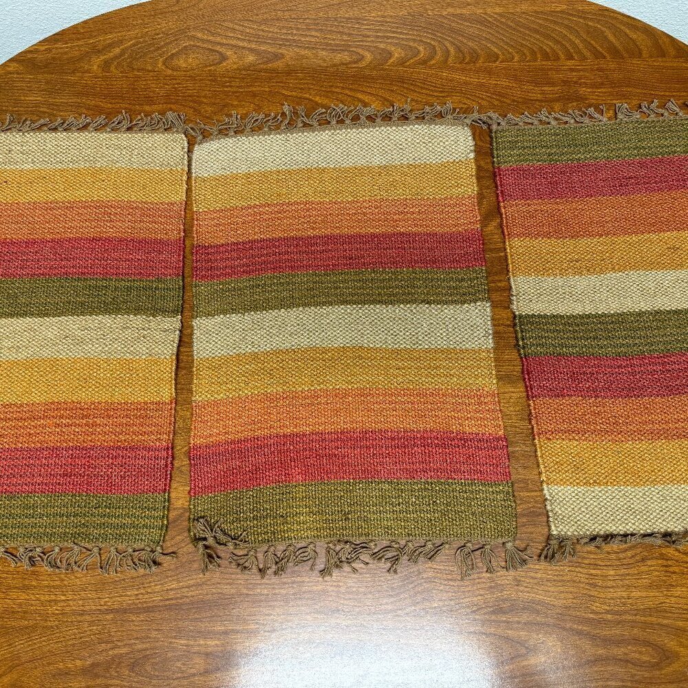 Pier 1 One Set of 3 Jute Woven Placemats Fringe  NEW